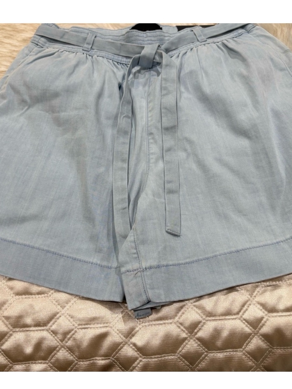 White House Black Market Light Blue Tie-Waist High-Rise Shorts